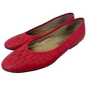 Vintage Cobbie red woven leather ballet flats 80s 90s 8.5 narrow Cottagecore